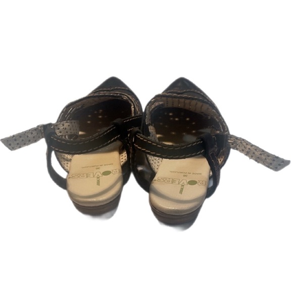 NWT Rovers Crust Costa Plate cutout black Leather Trendy strappy sandals 36 - Picture 4 of 5